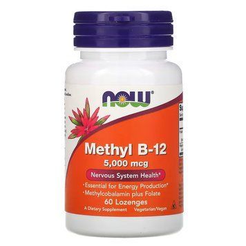 Вітаміни та мінерали NOW Methyl B12 5000 mcg, 60 льодяників CN11391 фото