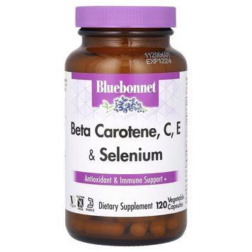 Вітаміни та мінерали Bluebonnet Nutrition Beta Carotene, C, E Plus Selenium, 120 вегакапсул CN6466 фото