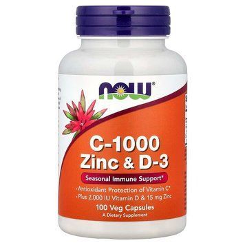 Вітаміни та мінерали NOW Vitamin C-1000 Zinc & D-3, 100 вегакапсул CN17337 фото