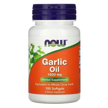 Натуральна добавка NOW Garlic Oil 1500 mg, 100 капсул CN10977 фото