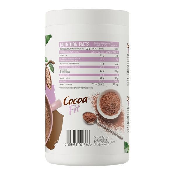 Какао напій OstroVit Cocoa Fit, 500 грам з низьким вмістом цукру CN16003 фото