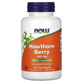 Натуральна добавка NOW Hawthorn Berry 540 mg, 100 вегакапсул CN11522 фото