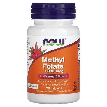 Вітаміни та мінерали NOW Methyl Folate 1000 mcg, 90 таблеток CN11392 фото