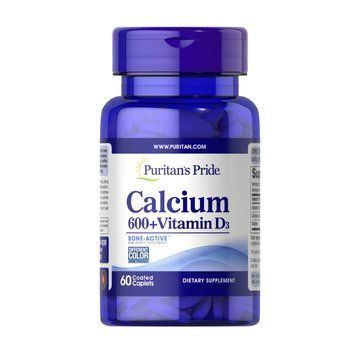 Вітаміни та мінерали Puritan's Pride Calcium Carbonate 600 mg + Vitamin D, 60 каплет CN12866 фото