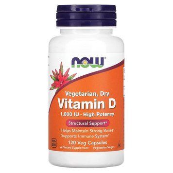 Вітаміни та мінерали NOW Vitamin D 1000 IU Dry, 120 вегакапсул CN12504 фото