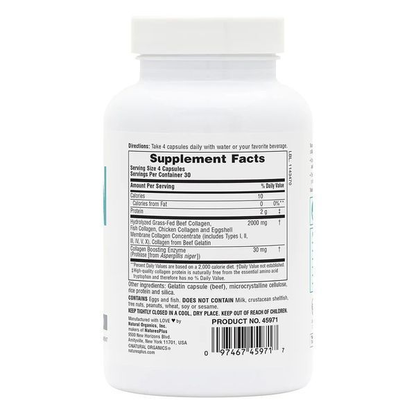 Пептиди колагену Natures Plus Collagen Peptides (Type I, II, III, IV, V, X), 120 капсул CN13515 фото