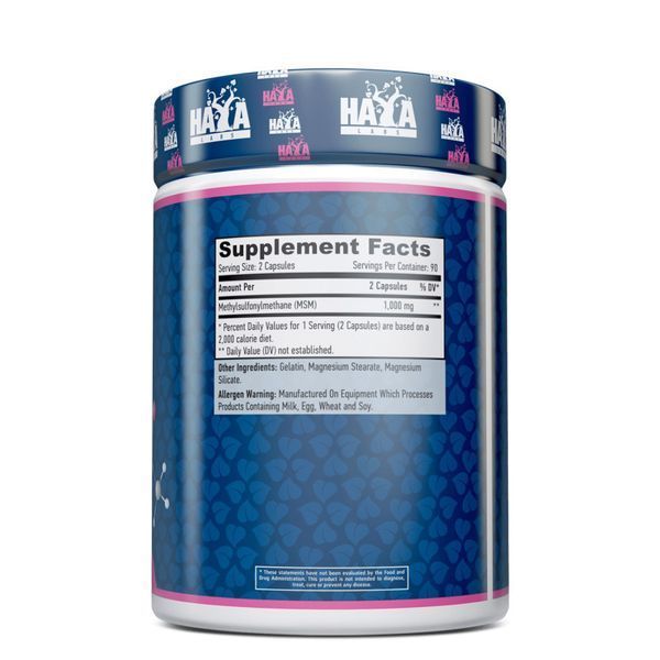 Препарат для суглобів і зв'язок Haya Labs MSM 500 mg, 180 капсул CN12098 фото