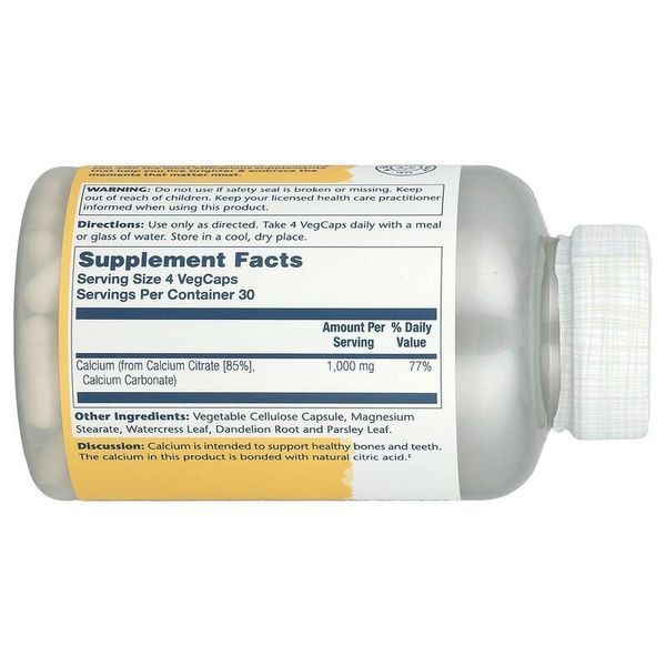 Вітаміни та мінерали Solaray Calcium Citrate 1000 mg, 120 вегакапсул CN17347 фото